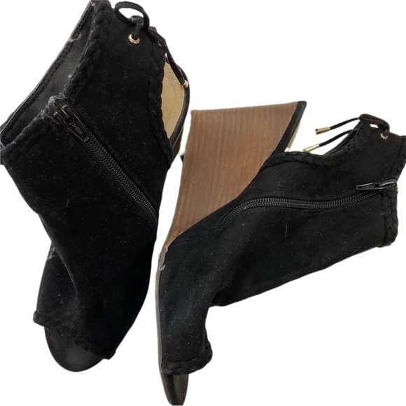 Cato Black Open Toe Wedge Ankle Boot - 10W - Picture 4 of 9